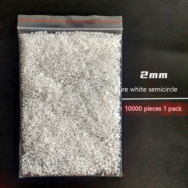 Manicure Flat Semicircle Pure White Rice White Pearl - Image 7