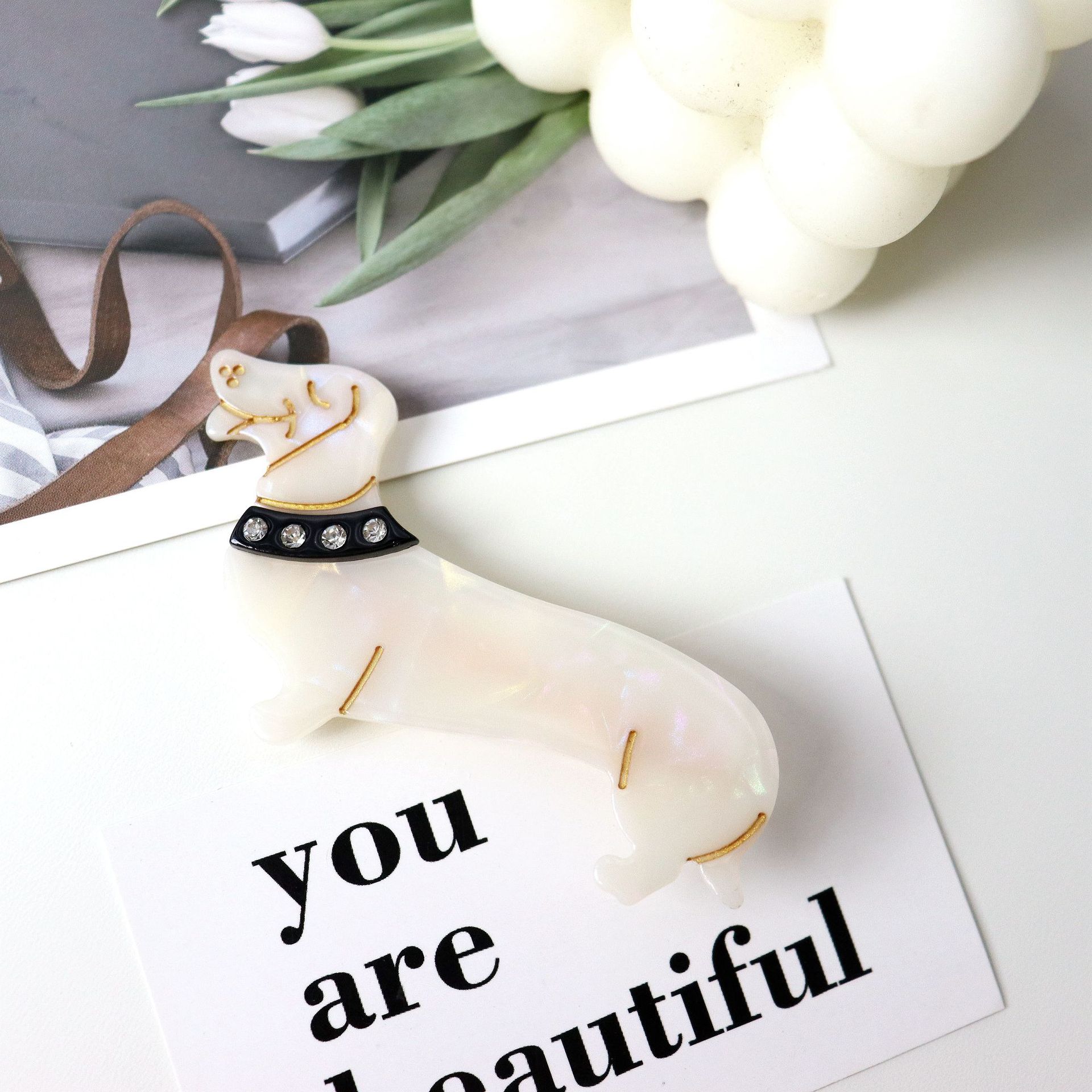 Korean Style Cellulose Acetate Tablets Sausage Dog-shaped Barrettes - Image 5
