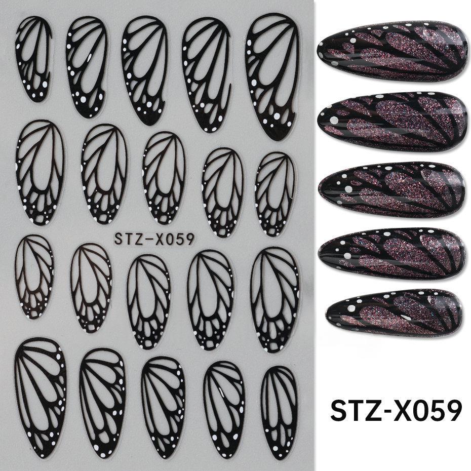 Nail Art Stickers Valentines Day Black-and-white Heart French-style With Irregular Line Designs - Image 7