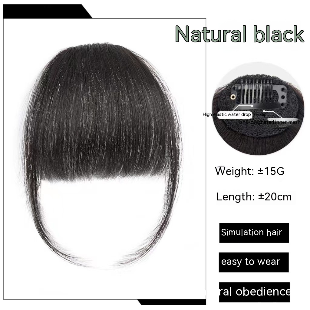 Natural Forehead Artificial Hair Straight Bangs Wig Set Seamless Invisible Wig Set - Image 6