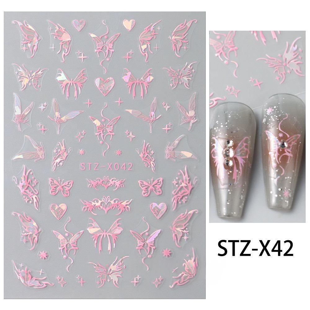 Nail Art Stickers Valentines Day Black-and-white Heart French-style With Irregular Line Designs - Image 24