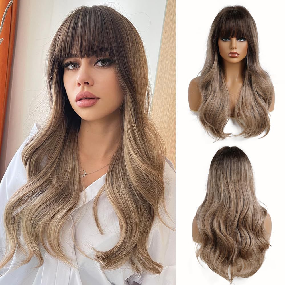 Women's Brown Bangs Long Curly Hair - Image 4