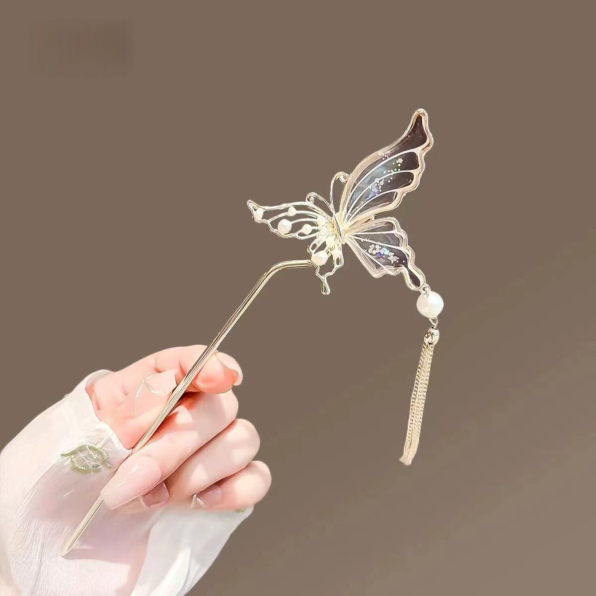INS New Chinese-style Hairpin With Butterfly Tassels