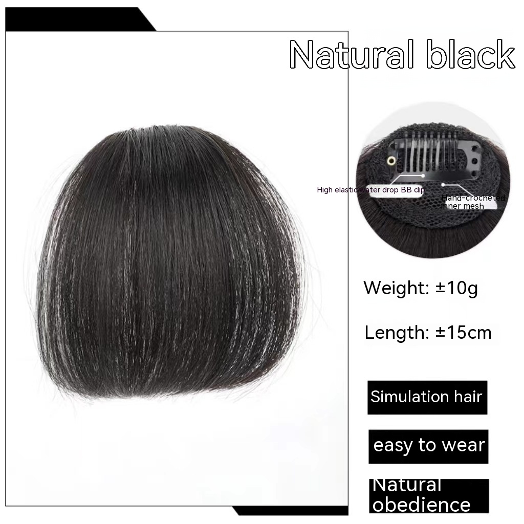 Natural Forehead Artificial Hair Straight Bangs Wig Set Seamless Invisible Wig Set - Image 2
