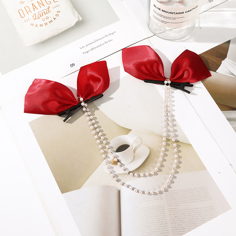 Fashion Bow Pearl Fringe Hair Clip - Image 6